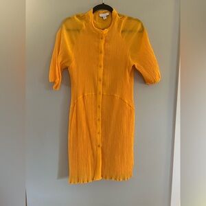 Topshop Mustard Yellow Textured Dress